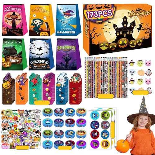 Acunny Halloween-Spielzeug-Sortiment für Kinder, Halloween-Partygeschenke für Kinder - 173-teiliges Halloween-Spielzeugsortiment für Kinder, und Mädchen - Halloween-Spielzeug für Kinder, von Acunny