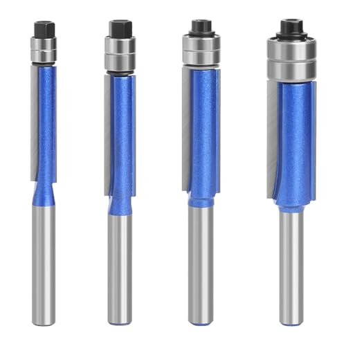 Acunny Oberes Lager Bündel Trim Router Bit, Router -Bits für Holzbearbeitung,4x Router Bit Holzbearbeitungsschneider | 1/4 Zoll Shank Holzbearbeitungsmittel für Schränke, Böden von Acunny