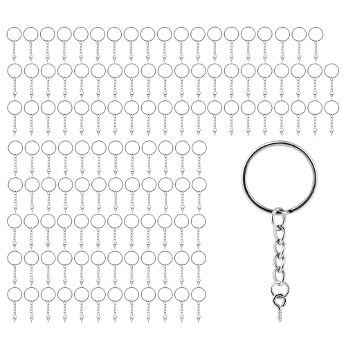 Acunny Spaltringe für Schlüsselanhänger,Split-Schlüsselanhänger mit Ketten | 120X geteilte Metall-Schlüsselanhänger für Schlüsselbund | 25 mm Durchmesser, Familie, Freunde, Schlüsselanhänger, zum von Acunny