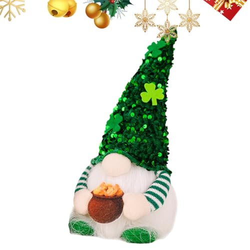 Acunny St. Patricks Day Gnome, St. Patricks Day Gnomes Plüsch, Glückliche grüne Zwergzwergdekorationen für Zuhause mit LED-Lichtern, Tischdekoration für zu Hause, handgefertigte St. Patricks von Acunny