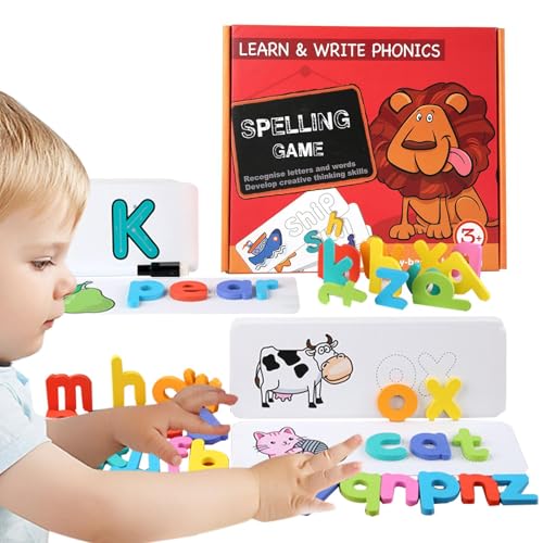 Acunny Wortkarten-Lernaktivitäten für Kleinkinder,Vorschul-Lernaktivitäten für Kleinkinder - Abwischbare Wortspiele | Karteikarten mit leuchtenden Farben, Lernspielzeug mit 26 Buchstaben des Alphabets von Acunny