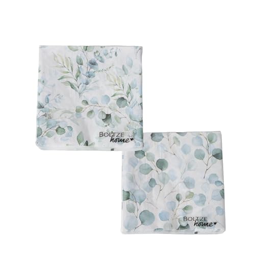 Boltze Home Servietten 2 Packungen Eukana florales Motiv Tischdekoration 40tlg. Servietten Set Eukalyptus Design Geschenkset Collection Oliv Grün Frühling Ostern Geschenk Muttertag Mitbringsel von Acura-Styles