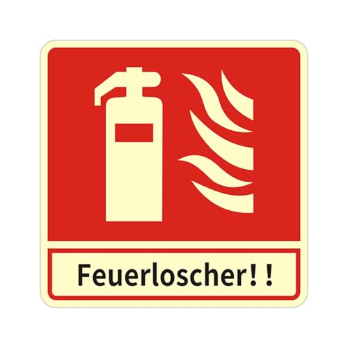 Acuxiaza Schild Feuerlöscher Aufkleber Feuerlöscher : Hochwertiges Schild Feuerlöscher PVC nachleuchtend selbstklebende Schaumschicht 150 x 150 mm extra langnachleuchtend von Acuxiaza