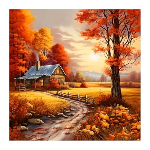 Acvruxyn 5D Diamond Painting Set für Erwachsene, Herbstlandschaft Diamant Malerei Kit, Vollbohrer DIY Diamond Painting Bastelset für Wohn- und Schlafzimmer Wanddeko (30x30cm) von Acvruxyn