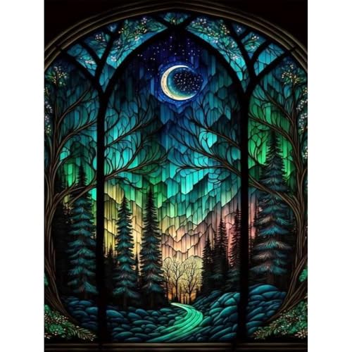 Acvruxyn 5D Diamond Painting Set für Erwachsene，Mondscheinnacht DIY Kunst Mosaikherstellung für Wohnzimmer und Schlafzimmer，Vollbohrer Diamant Malerei Wanddekoration (30x40cm) von Acvruxyn