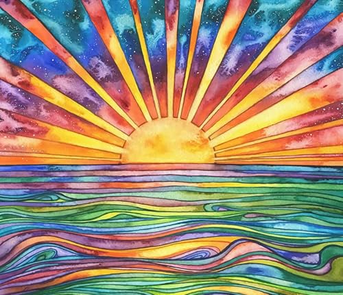 Acvruxyn 5D Diamond Painting Sonnenuntergang Strand, DIY Set für Erwachsene, Meeresblick Diamond Art Malerei für Wohnzimmer & Schlafzimmer, Heimdekoration 30x40 cm von Acvruxyn