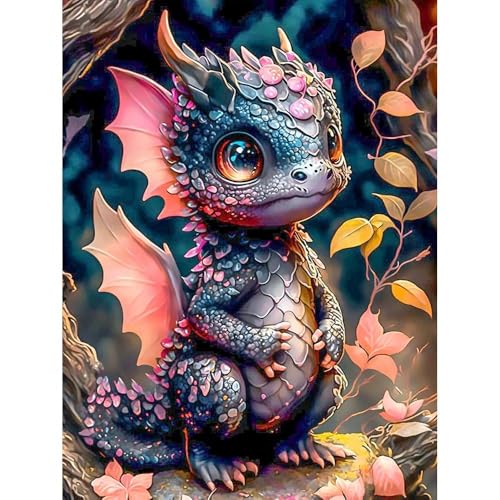 Acvruxyn Diamond Painting Drache 5D für Erwachsene und Kinder, DIY Diamant Kunst Set, Zeichentrickfilm Diamond Painting Set, Drachenmotiv Vollbohrer Diamantgemälde für Wanddekoration 30x40 cm von Acvruxyn