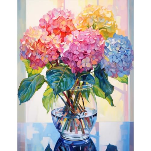 Acvruxyn Diamond Painting Kit, 5D Vollbohrer Blumen Diamond Painting für Erwachsene, DIY Hydrangea Diamond Painting Bilder, Mosaik Bastelset für Wohnzimmer und Schlafzimmer Dekoration (30x40cm) von Acvruxyn