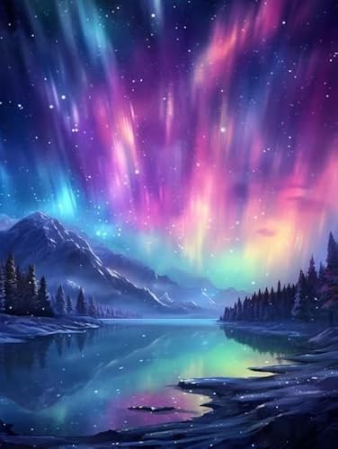 Acvruxyn Diamond Painting Landschaft, 5D Aurora Diamant Painting Bilder für Erwachsene, Anfänger, Vollbohrer Rund, DIY Mosaikherstellung Bastelset, Home Wall Decor und Geschenkidee, 30x40 cm von Acvruxyn