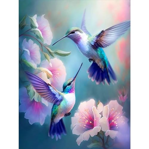 Acvruxyn Kolibri Diamond Painting Set 5D für Erwachsene – DIY Kunstmosaik, Blumen Diamant Painting bilder für Wohnzimmer Schlafzimmer Wanddekoration (30x40cm) von Acvruxyn