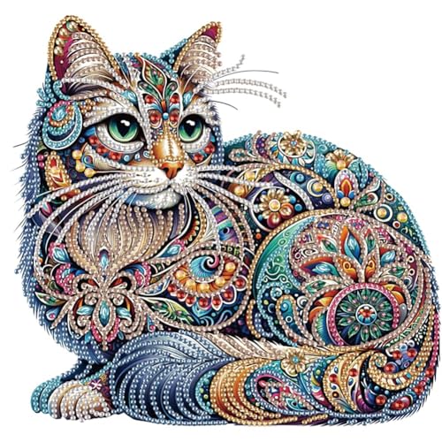 Acvruxyn Speziell Geformtes Diamant Painting Kit Katzenmotiv für Erwachsene Anfänger DIY 5D Diamond Painting Set - für Wohnzimmer und Schlafzimmer Wanddeko, 30x30cm von Acvruxyn