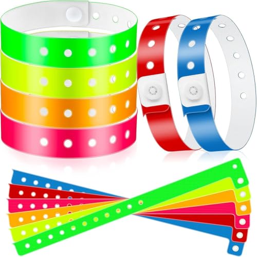 Acvxulfs 48 Stück Vinyl-Armbänder Aus Kunststoff, Event-Armbänder, Armbänder für Events, Konzerte, Karneval, Nachtclubs, Set 1 von Acvxulfs