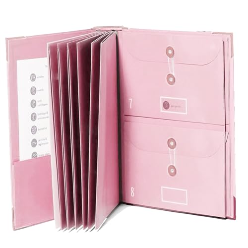 Acvxulfs Aktenordner mit Etiketten, Süßer Papier-Organizer mit Reißverschlusstasche, Tragbarer Dokumenten-Organizer für das Home-Office, Rosa von Acvxulfs