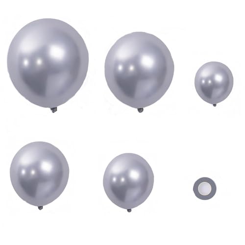 Acvxulfs Silbermetall Latex Ballon Bogen Girlande Kit Metall Silber Ballon für Dekoration von Acvxulfs