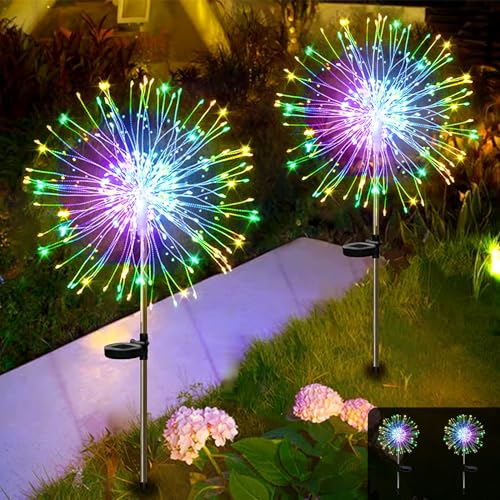 Acxilexy 2 Stück Solar Feuerwerk Lichterkette, 300 LEDs Wasserdicht Feuerwerk Lichter, 8 Modi Feuerwerk Weihnachten Licht, Kupferdraht Gartenleuchten Lichter für Außen Weihnachten Deko von Acxilexy