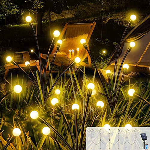 Acxilexy 6 Stück Solar Glühwürmchen Lichter Außen, 48 LEDs Wasserdicht Beleuchtung Glühwürmchen Licht, 8 modi, Fernbedienung, Weihnachten Schwingende Lichter für Weihnachten Garten Decor von Acxilexy