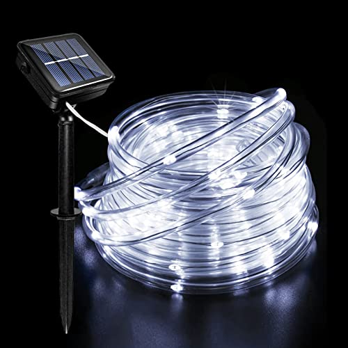 Acxilexy Solar Lichterkette, 12 M 100 LEDs Wasserdicht Flexible Solar Lichtschlauch, LED Schlauch Lichterkette PVC Rope mit 8 Beleuchtungsmodi für Aussen, Innen, Party und Weihnachten Deko von Acxilexy