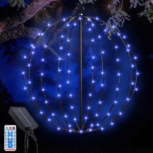 Acxilexy Solar Lichterkette Aussen, 120LED Lichterkette Kugeln, Ø 30 CM LED Dekokugel, Wasserdicht Solarlichterkette Kugeln Faltbares Kugellicht für Garten Weihnachten Balkon Hochzeit Deko von Acxilexy