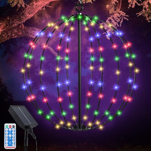 Acxilexy Solar Lichterkette Aussen, 120LED Lichterkette Kugeln, Ø 30 CM LED Dekokugel, Wasserdicht Solarlichterkette Kugeln Faltbares Kugellicht für Garten Weihnachten Balkon Hochzeit Deko von Acxilexy