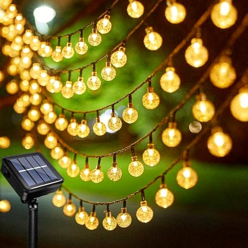 Acxilexy Solar Lichterkette Aussen, 12M 100 LED Kugeln Lichterkette, 8 Modi Solar Weihnachtsbeleuchtung Außen, Wasserdicht Kugeln lichterkette für Garten Terrasse Bäume Weihnachten von Acxilexy