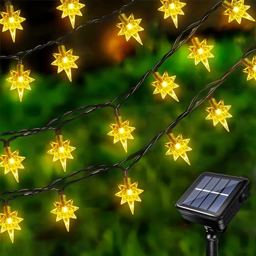 Acxilexy Solar Weihnachts Lichterkette 12 m 100 LEDs Polarstern Lichterkette Wasserdicht Lichterkette Außen Solar Polarstern Lichterkette Weihnachtsbeleuchtung für Weihnachtsfeier Garten von Acxilexy