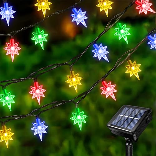 Acxilexy Solar Weihnachts Lichterkette 12 m 100 LEDs Polarstern Lichterkette Wasserdicht Lichterkette Außen Solar Polarstern Lichterkette Weihnachtsbeleuchtung für Weihnachtsfeier Garten von Acxilexy