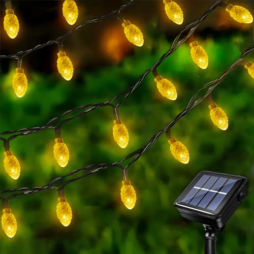 Acxilexy Solar Weihnachts Lichterkette 12 m 100 LEDs Tannenzapfen Lichterkette Wasserdicht Lichterkette Außen Solar Tannenzapfen Lichterkette Weihnachtsbeleuchtung für Weihnachtsfeier Dekoration von Acxilexy