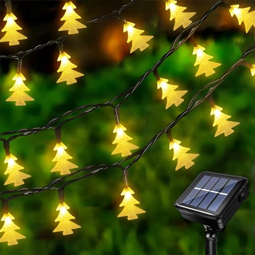 Acxilexy Solar Weihnachts Lichterkette 12 m 100 LEDs Weihnachtsbaum Lichterkette Wasserdicht Lichterkette Außen Solar Weihnachtsbaum Lichterkette für Weihnachtsfeier Garten Dekoration von Acxilexy