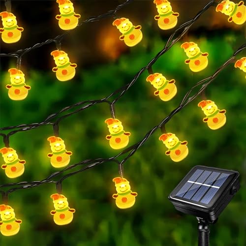 Acxilexy Solar Weihnachts Lichterkette 7 M 23 LEDs Schneemann Lichterkette Außen Weihnachten Wasserdicht Schneemann Lichterkette Außen Solar für Weihnachtsfeier Garten Dekoration von Acxilexy