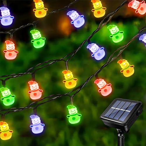 Acxilexy Solar Weihnachts Lichterkette 7 M 23 LEDs Schneemann Lichterkette Außen Weihnachten Wasserdicht Schneemann Lichterkette Außen Solar für Weihnachtsfeier Garten Dekoration von Acxilexy