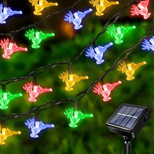 Acxilexy Solar Weihnachts Lichterkette 7 m 50 LEDs Hirsch lichterkette Außen Weihnachten Wasserdicht Hirsch Lichterkette Außen Weihnachten Lichterkette für Weihnachtsfeier Garten Dekoration von Acxilexy