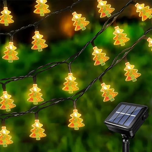 Acxilexy Solar Weihnachts Lichterkette 7 m 50 LEDs Weihnachtsbaum Lichterkette Außen Weihnachten Wasserdicht Weihnachtsbaum Lichterkette Außen Solar für Weihnachtsfeier Garten Dekoration von Acxilexy