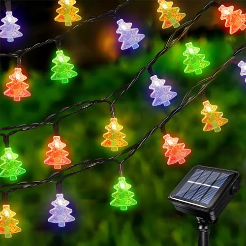 Acxilexy Solar Weihnachts Lichterkette 7 m 50 LEDs Weihnachtsbaum Lichterkette Außen Weihnachten Wasserdicht Weihnachtsbaum Lichterkette Außen Solar für Weihnachtsfeier Garten Dekoration von Acxilexy