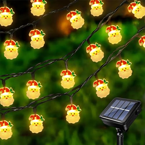 Acxilexy Solar Weihnachts Lichterkette 7 m 50 LEDs Weihnachtsmann lichterkette Außen Weihnachten Wasserdicht Weihnachtsmann Lichterkette Außen Solar für Weihnachtsfeier Garten Dekoration von Acxilexy