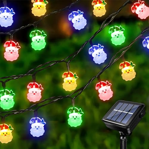 Acxilexy Solar Weihnachts Lichterkette 7 m 50 LEDs Weihnachtsmann lichterkette Außen Weihnachten Wasserdicht Weihnachtsmann Lichterkette Außen Solar für Weihnachtsfeier Garten Dekoration von Acxilexy