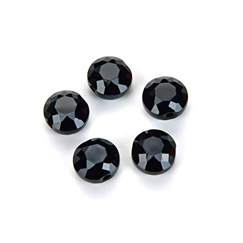 25 Stück Adabele österreichische 8 mm facettierte runde flache Münze lose Kristallperlen Jet Black kompatibel mit Swarovski Preciosa 5052 SSMR823 von Adabele