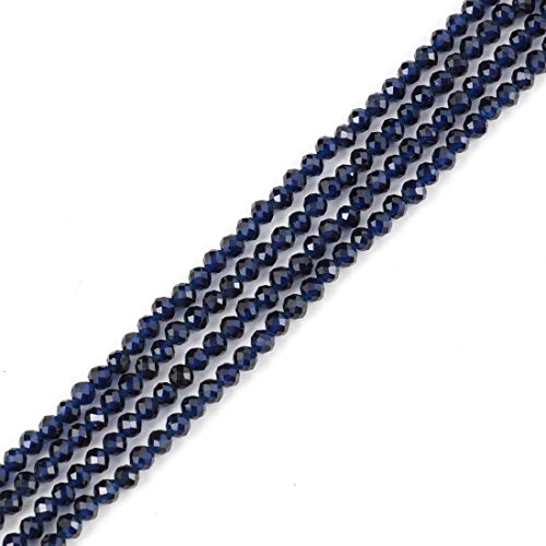 Adabele 5 Strands Natural Dark Sapphire Blue Quartz Gemstone 3mm Small Faceted Round Spacer Stone Beads for Jewelry Craft Making GH3R-7 von Adabele