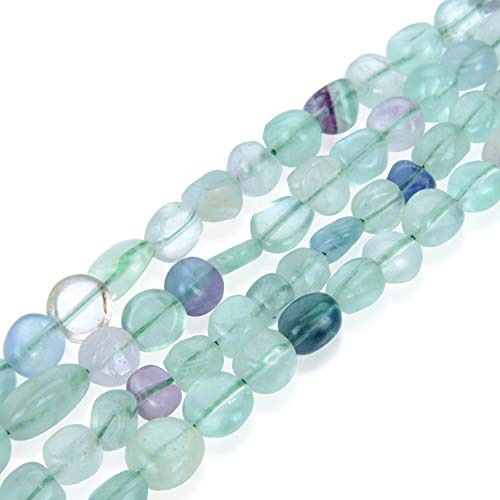 Adabele 5 Strands Natural Multi Colors Fluorite Gemstone 7-11mm Free Form Oval Rice Stone Beads for Jewelry Craft Making GZ12-42 von Adabele