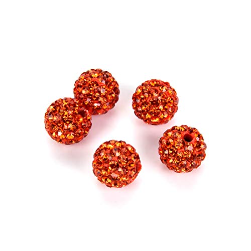 Adabele DB10-12 Perlen mit Strasssteinen der Güteklasse A, lose Perlen, 10 mm, Sonnenorange, Polymer-Ton, Disco-Abstandshalter, kompatibel mit Shamballa und allen anderen Schmuckherstellungen, 50 von Adabele