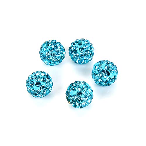 Adabele DB12-10 Perlen mit Strasssteinen der Güteklasse A, lose Perlen, 12 mm, Aquamarinblau, Polymer-Ton, Disco-Abstandshalter, kompatibel mit Shamballa und allen anderen Schmuckherstellungen, 25 von Adabele