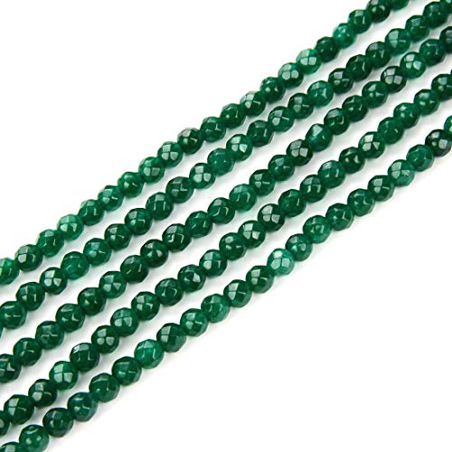 Adabele GH-B10 natürliche smaragdgrüne Jade-Heilstein, 4 mm, kleine, facettierte, runde lose Perlen, Abstandshalter (410–435 Stück) für Schmuckherstellung, 5 Stränge von Adabele