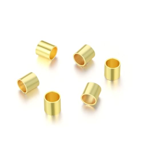 Adabele JK2-C3 Quetschperlen, 1/20, 14 Karat Gold, gefüllt, lose Perlen, 2 mm x 2 mm, winzige kleine Rohrabstandshalter (Loch 1,4 mm) für Schmuckherstellung, 100 Stück von Adabele