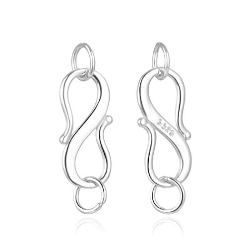 Adabele SS166-2 authentischer S-Haken-Ösenverschluss aus 925er Sterlingsilber, 15,7 mm, 5 mm, gelötete Ringe für Schmuckherstellung, 10 Stück von Adabele