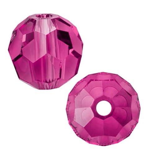 Preciosa Pre-2R622 facettierte, runde Kristallperlen, lose Perlen, kompatibel mit Swarovski-Elements-Kristallen für die Schmuckherstellung, Fuchsia, 50 Stück von Adabele