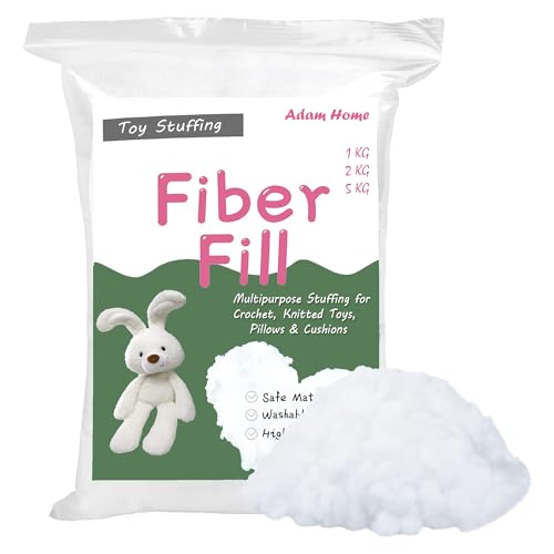 Adam Home Toy Füllwatte für Kuscheltiere, 100% Reine bastelwatte, hypoallergen, hochwertige Mehrzweck-Kapokwatte für Häkel-, Strickspielzeug, Kissen und Kissen|2 Kg von Adam Home