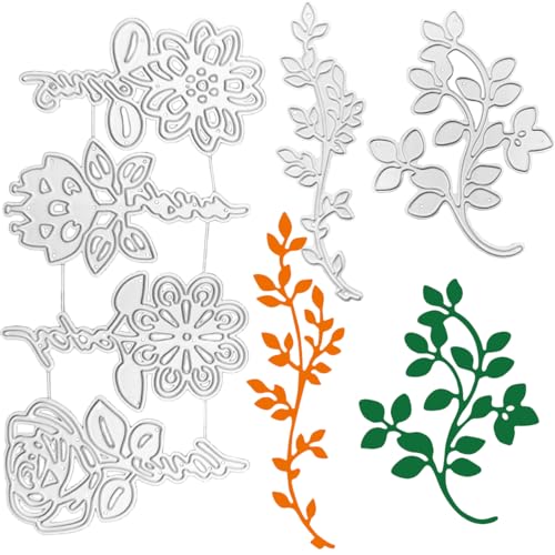 Metall-Stanzschablone mit Rosenblüten, Frühlings- und Sommer-Stanzformen, Blumen-Blätter, Stanzformen, Blumenstiel, Metall-Stanzformen, Album, Prägepapier, Schablone für Bastelarbeiten, Scrapbooking, von AddLotLot