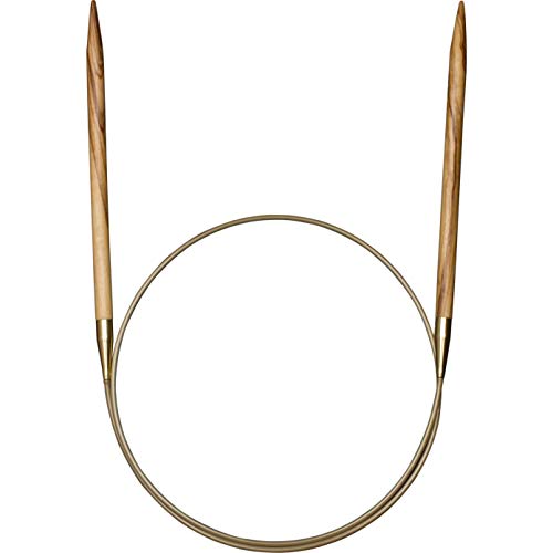 Addi 63107 Rundnadel aus Olivenholz, 120 cm x 5,0 mm, Holz, gold, 5 mm von Addi