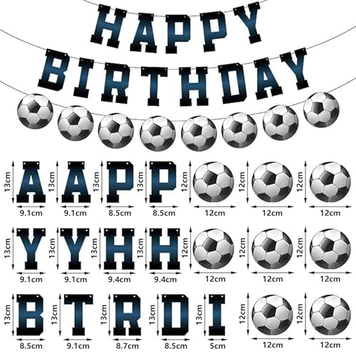 Adecortalk Fußball-Happy Birthday-Banner, Fußball-Geburtstagsparty-Dekorationen für Jungen, Fußball-Party-Zubehör, Sport-Themenparty-Dekorationen, Fußball-Geburtstagsschild von Adecortalk