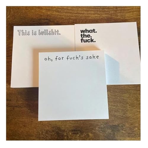 3Pcs Funny Sticky Note | Fuck Black Sticky Notes 3 x 3inch, What The Fuck Sticky Pad, Snarky Novelty Gag Sticky Notepad, Funny Sassy White Elephant Gifts for Friends, Co-Workers, Boss von Aderpmin