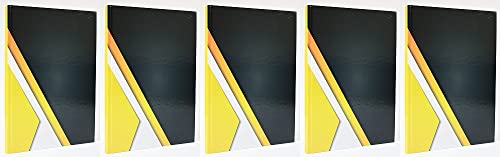 5x ADINA Notizbuch Kladde A4 fester Deckel liniert schwarz/diagonal gelb/weiss von Adina